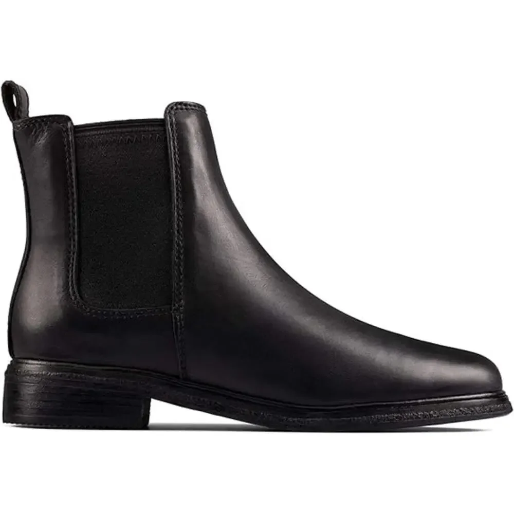 New Clarks Clarkdale Arlo Leather Boots Women's Size 5 M Black Elastic Panels